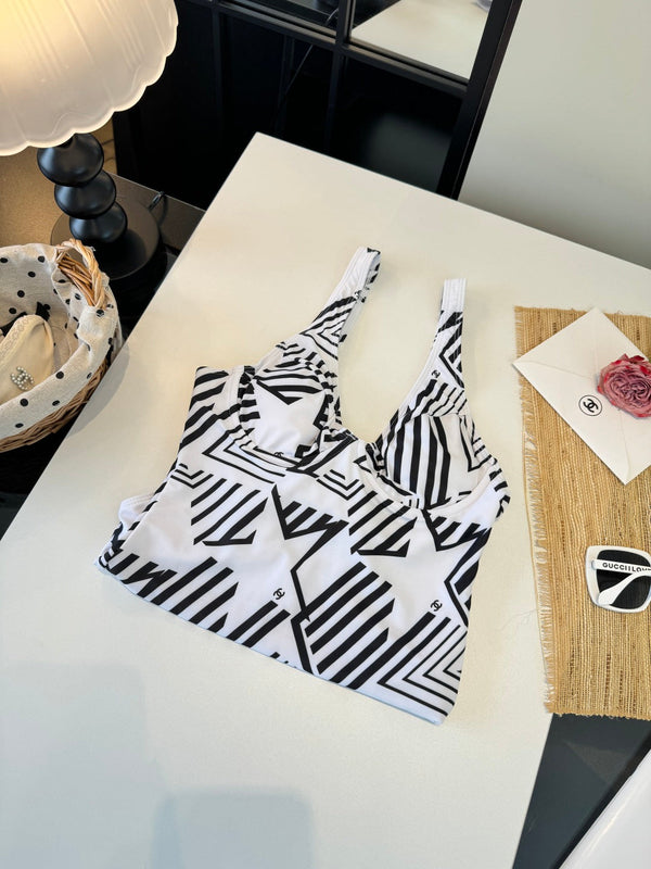 Chanel One-piece Swimsuit White in Cotton 195153