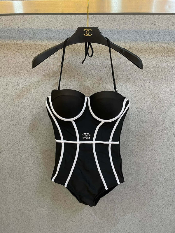 Maillot de bain une pièce Chanel noir en coton 195027