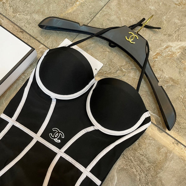 Maillot de bain une pièce Chanel noir en coton 195027