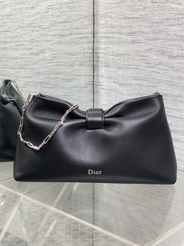 Dior 26 Bow Chain Bag in Black Lambskin
