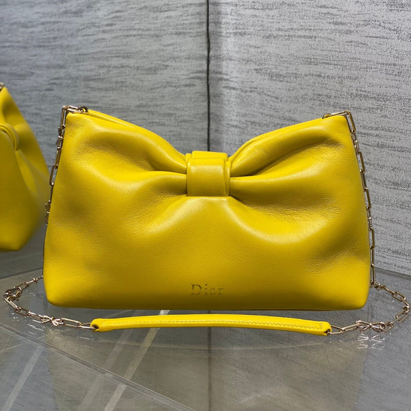 Sac à bandoulière Dior 26 Bow en agneau jaune