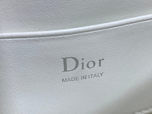 Dior 26 Bow Pearl Chain Clutch Two Tone White Black Lambskin SHW