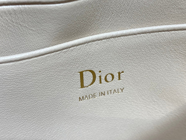 Dior 26 Bow Pearl Chain Clutch Two Tone Beige Army Green Lambskin GHW