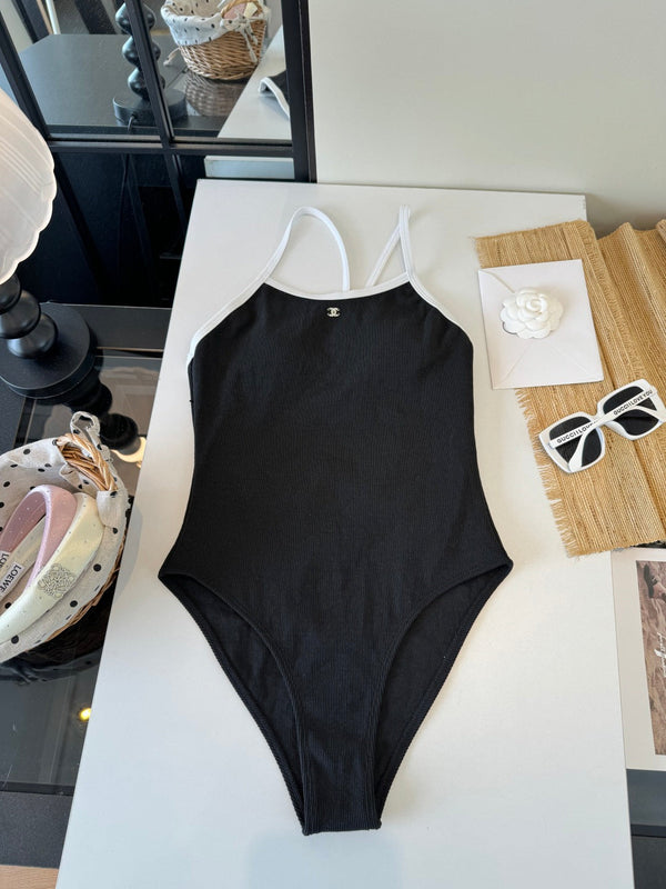 Chanel One-piece Swimsuit Black in Cotton 201808