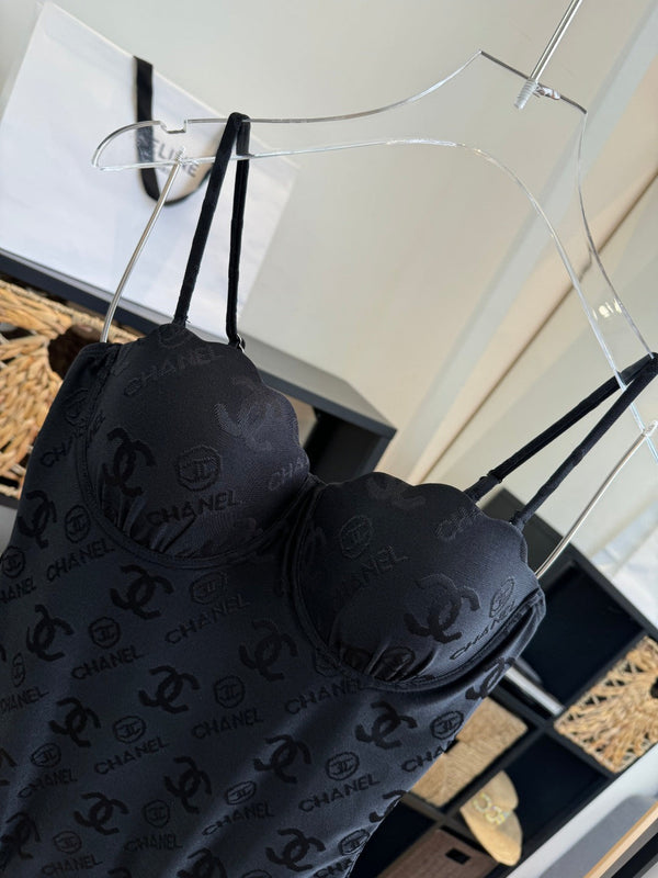 Maillot de bain une pièce Chanel noir en coton 201803
