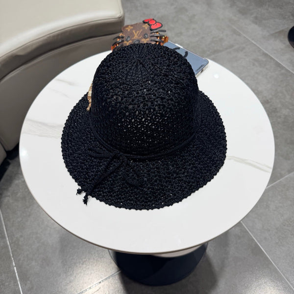 Chapeau de Pêcheur Chanel Noir en Paille 201673