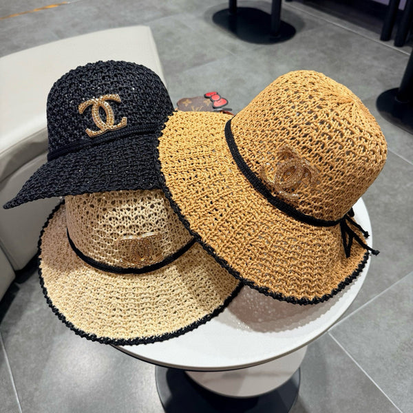 Chapeau de Pêcheur Chanel Noir en Paille 201673