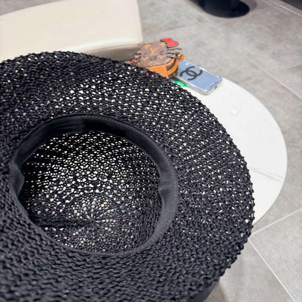 Chapeau de Pêcheur Chanel Noir en Paille 201673