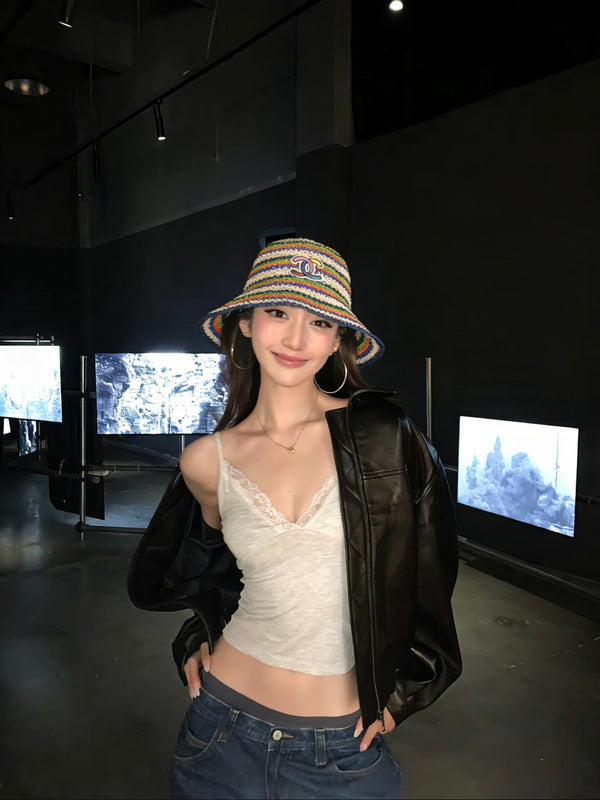 Bob Chanel arc-en-ciel en paille 201577