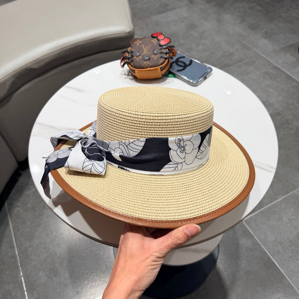 Chanel Flat-top Beige Straw Hat 201527