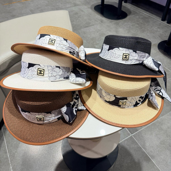 Chanel Flat-top Beige Straw Hat 201527