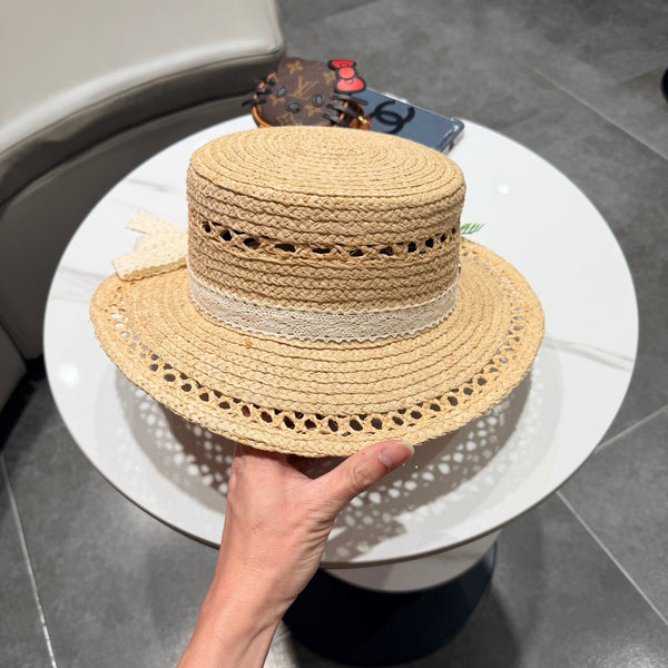 Chanel Chapeau de paille beige et rose, ajouré floral 3D, style français 201518