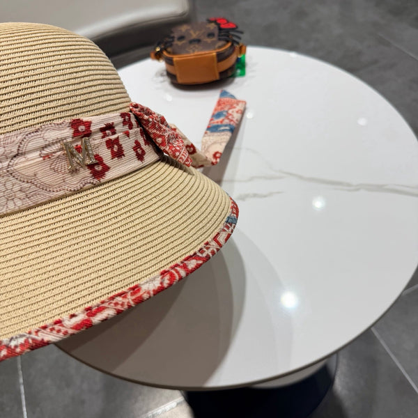 Chapeau Chanel à Nœud en Ruban Beige en Paille 205600