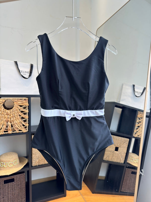 Maillot de bain une pièce Chanel noir en coton polyester 204692