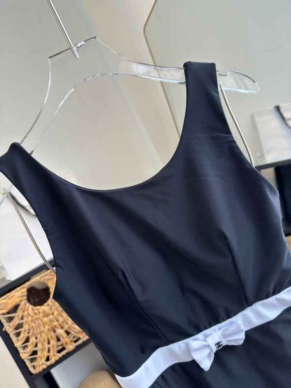 Maillot de bain une pièce Chanel noir en coton polyester 204692