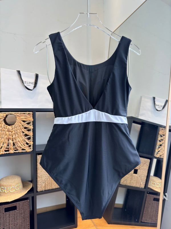 Maillot de bain une pièce Chanel noir en coton polyester 204692