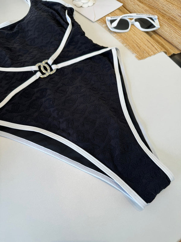 Chanel One-Piece Swimsuit Black in Cotton 204638
