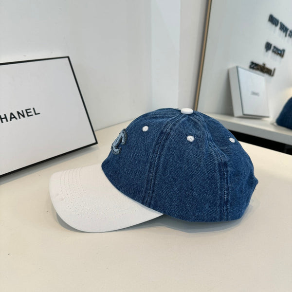 Casquette de baseball Chanel bleu et blanc en coton 205356