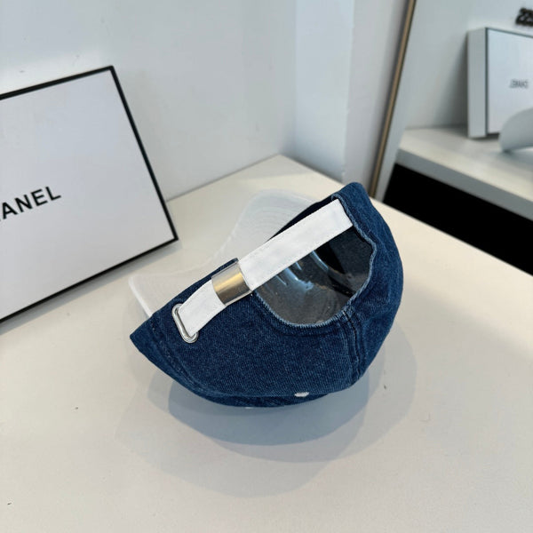 Casquette de baseball Chanel bleu et blanc en coton 205356