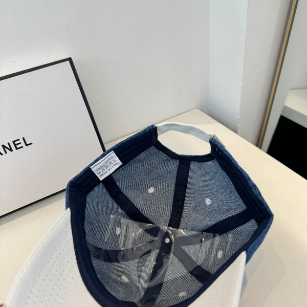 Casquette de baseball Chanel bleu et blanc en coton 205356
