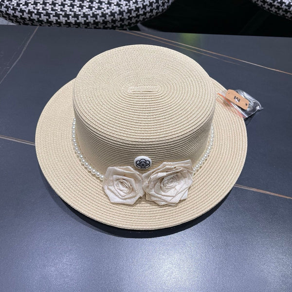 Chapeau de soleil Chanel en raphia ivoire 205280