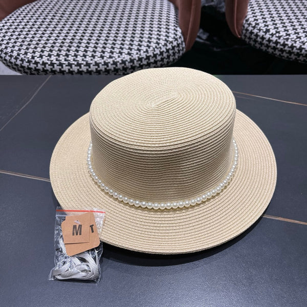 Chapeau de soleil Chanel en raphia ivoire 205280