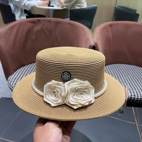 Chapeau de soleil Chanel en tissage couleur Chameau 205278