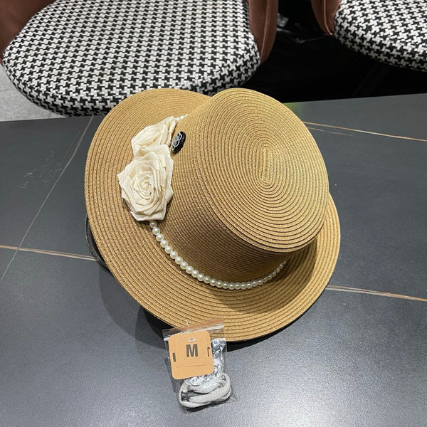 Chapeau de soleil Chanel en tissage couleur Chameau 205278