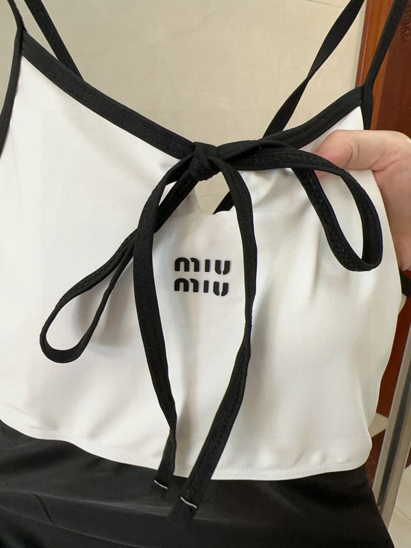 Miumiu Swimsuit White Black in Cotton polyester 204670