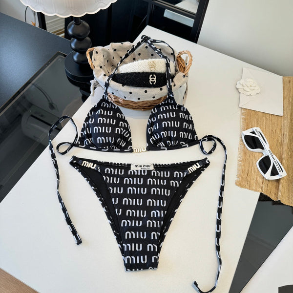Miumiu Two-piece Bikini Swimsuit Black in Cotton polyester 204646