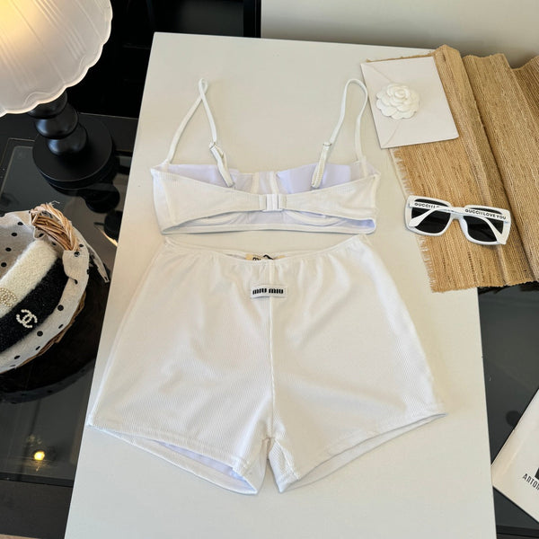Miumiu Two-piece Bikini Swimsuit White in Cotton polyester 204639