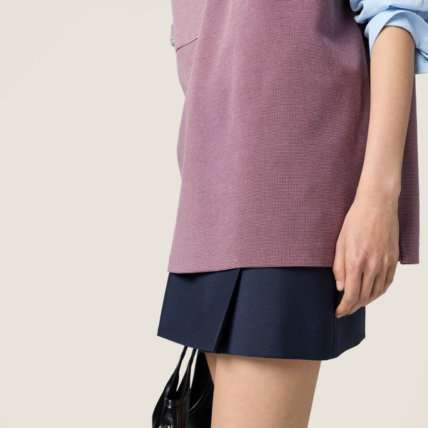 Miu Miu Waist-cinching A-line Midi Skirt Navy Blue in Imported YB Mohair and Wool Blend