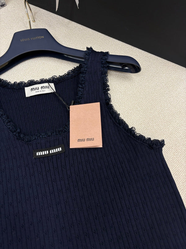 Miu Miu 26 Crew Neck Vest Black in Knitting 191317