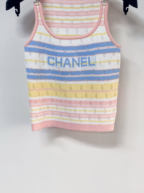Gilet bicolore Chanel rose coloré en laine 194363