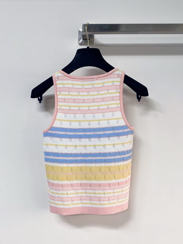 Gilet bicolore Chanel rose coloré en laine 194363
