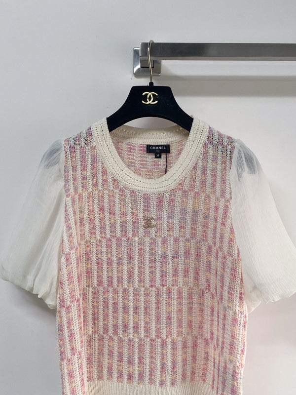 Chanel Manches courtes Manches bouffantes Rose en Laine 194335
