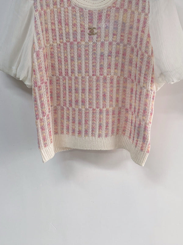 Chanel Manches courtes Manches bouffantes Rose en Laine 194335