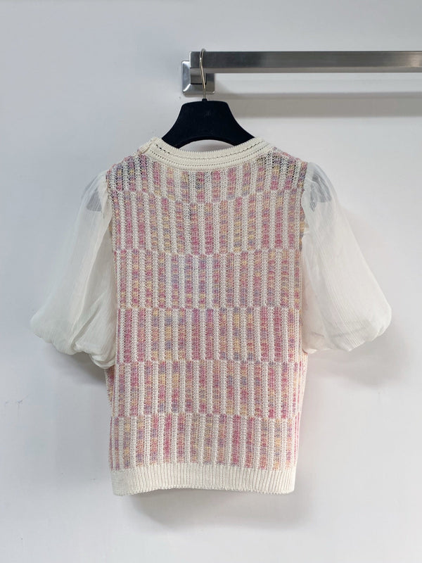 Chanel Manches courtes Manches bouffantes Rose en Laine 194335