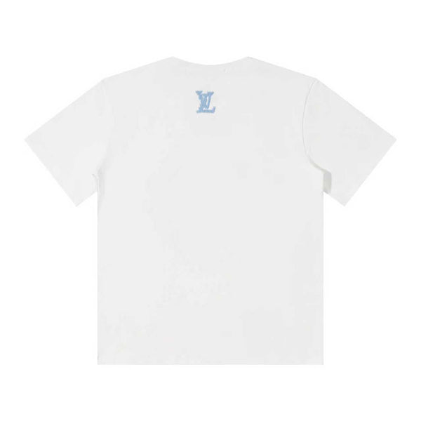 LV 26SS Crew Neck Short-Sleeve T-Shirt for Couples White in Cotton