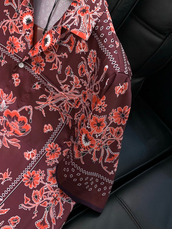 Gucci Short-sleeve Shirt Reddish Brown in Cotton 200653