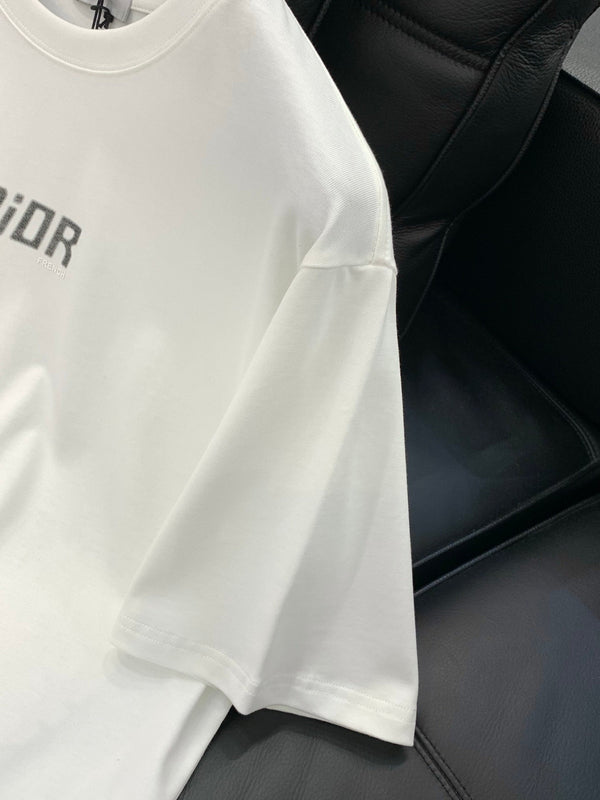 T-shirt Dior Col Rond Manches Courtes Blanc en Coton 200639