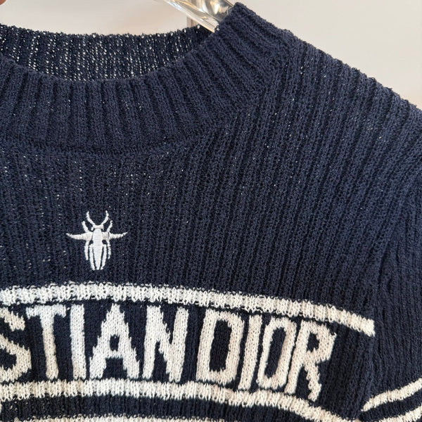 Dior Knitwear Short-Sleeve White Black in Wool textile