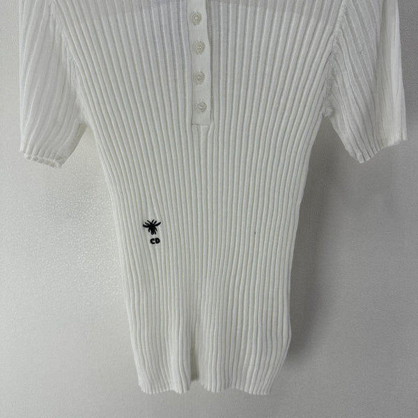 Dior Semi-transparent Knit Polo Shirt White in Wool 362484