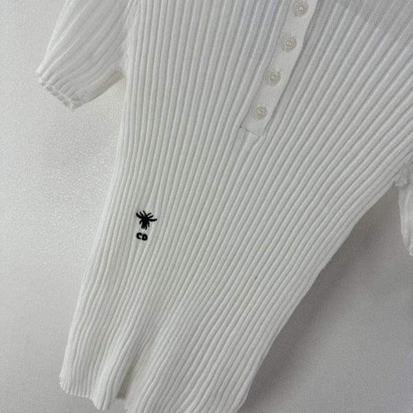 Dior Semi-transparent Knit Polo Shirt White in Wool 362484