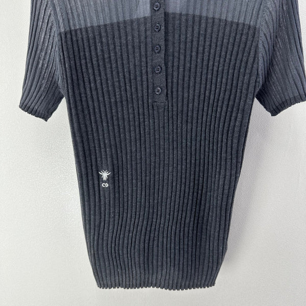 Dior Semi-transparent Knit Polo Shirt Black in Wool 362482