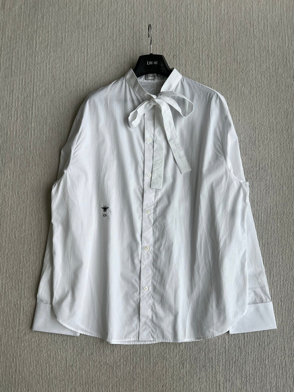 Dior 26SS Shirt with Bow White in Cotton 360067