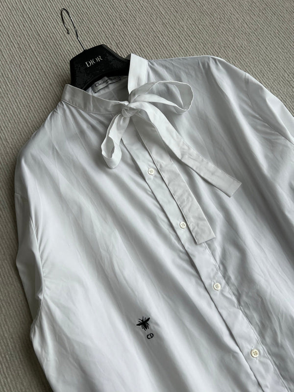 Dior 26SS Shirt with Bow White in Cotton 360067