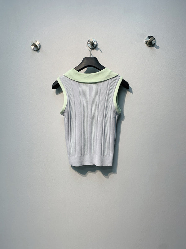 Dior 26 Striped Vest Gray Green in Knit Fabric 355878