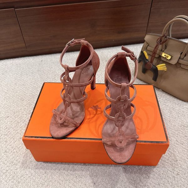 HM 26ss High Heels Sandals 10.5 Brown Suede 686015