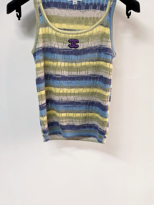 Gilet bicolore CC bleu multicolore en laine 207973